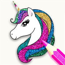 Rainbow Glitter Coloring Book - Unicorn Dash logo