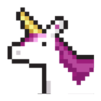 Unicorn pixel art sandbox coloring book logo